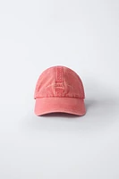 WASHED EFFECT CAP WITH EMBROIDERED TEXT