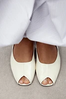 LEATHER OPEN TOE BALLET FLATS