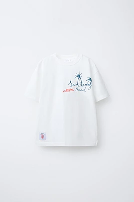 EMBROIDERED TEXT T-SHIRT
