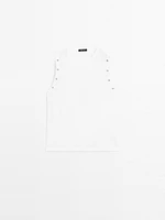 Crew neck T-shirt with eyelet detail