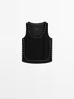 Suede leather top with stud details