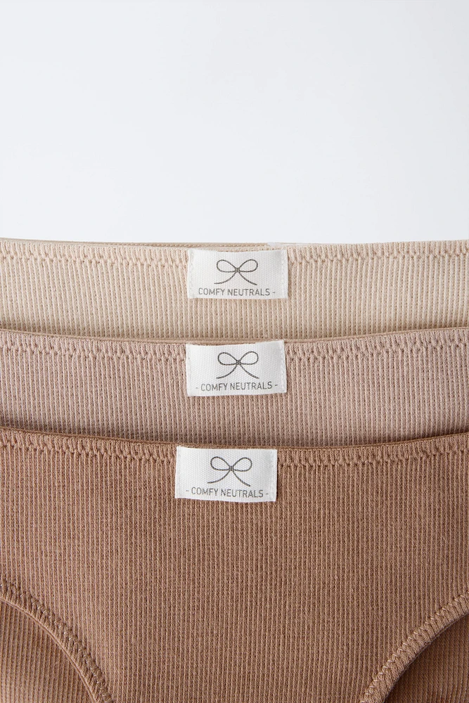 AGES -6/ THREE-PACK OF RIBBED BRIEFS WITH LABEL