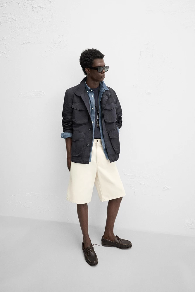 VESTE COTON - LIN POCHES