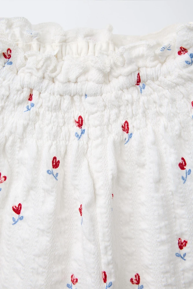 PANTALON À TEXTURE ET IMPRIMÉ FLEURS