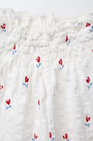 TEXTURED FLORAL PRINT PANTS