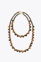 TWO-PACK OF WOODEN PIECE NECKLACES