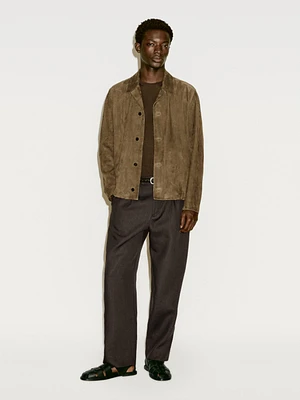 Veste légère courte en cuir et daim - Limited Edition