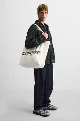 TEXT PRINT TOTE BAG