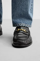 METAL TRIM LEATHER LOAFERS