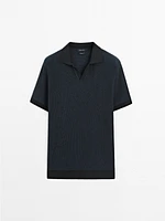 100% cotton contrast polo sweater