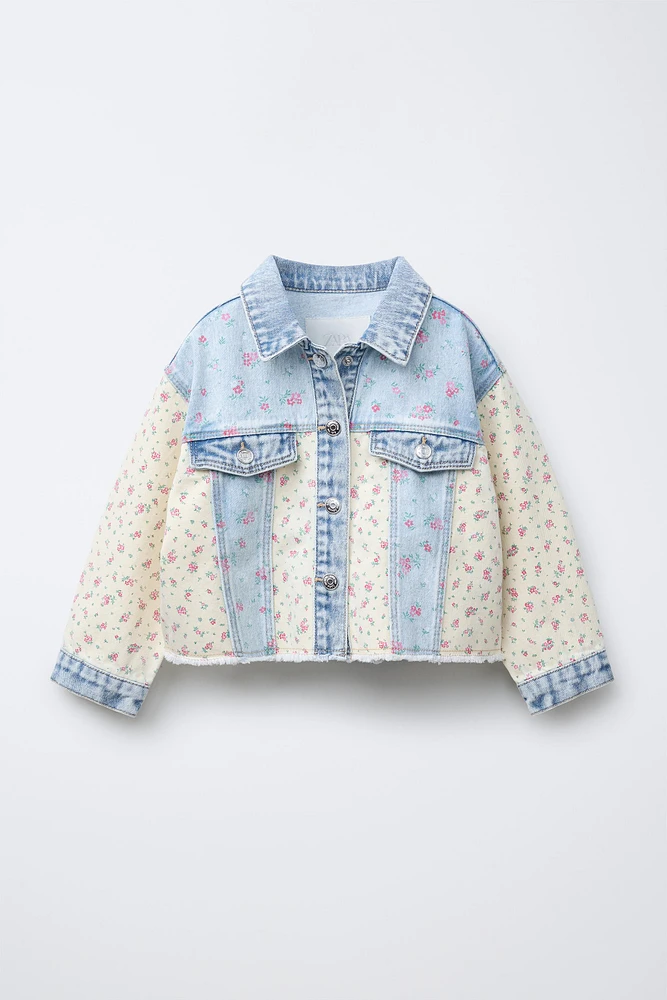 VESTE EN DENIM PATCHWORK FLEURS
