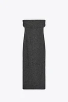 TEXTURED BANDEAU MIDI DRESS