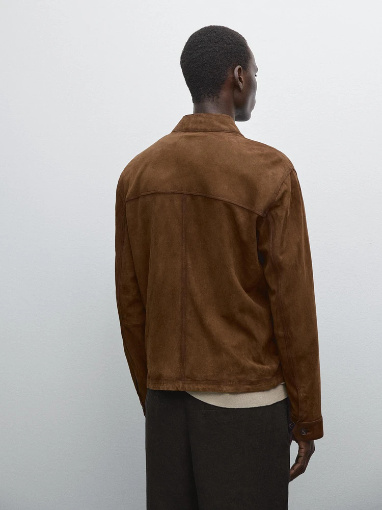 Veste en cuir finition daim