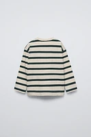 STRIPED SHIRT WITH EMBROIDERED TEXT