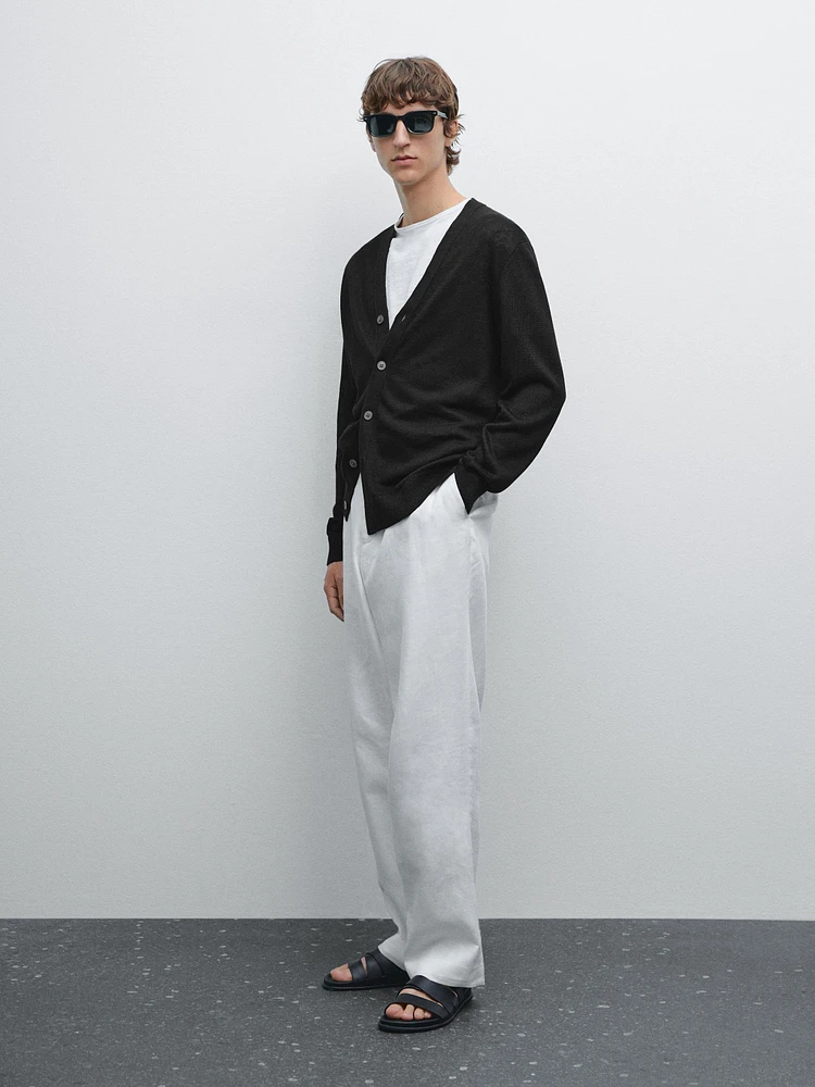 100% linen knit cardigan