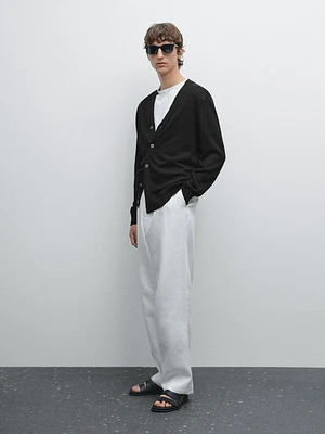 100% linen knit cardigan