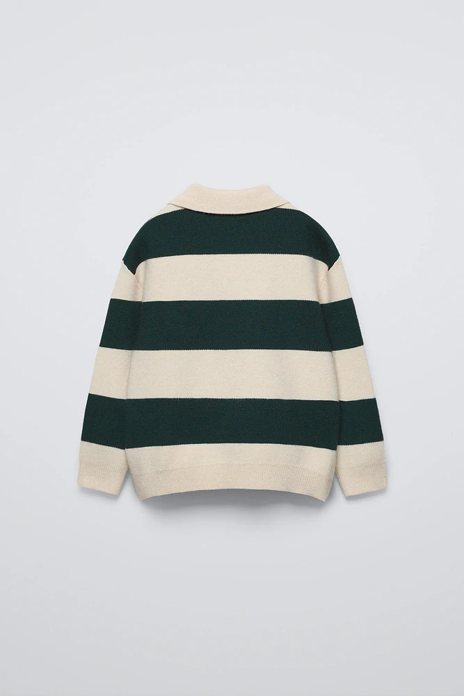 STRIPED POLO SWEATER