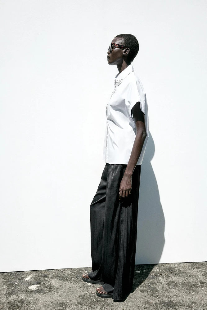 JEWEL COLLAR POPLIN SHIRT