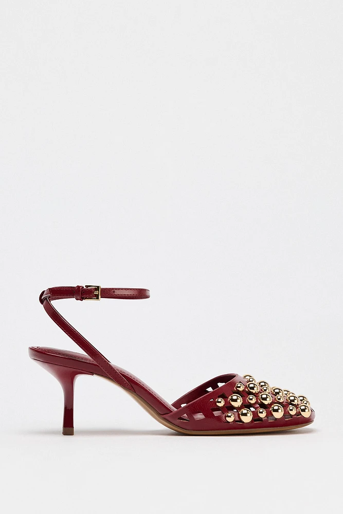 STUDDED SLINGBACK HEELS