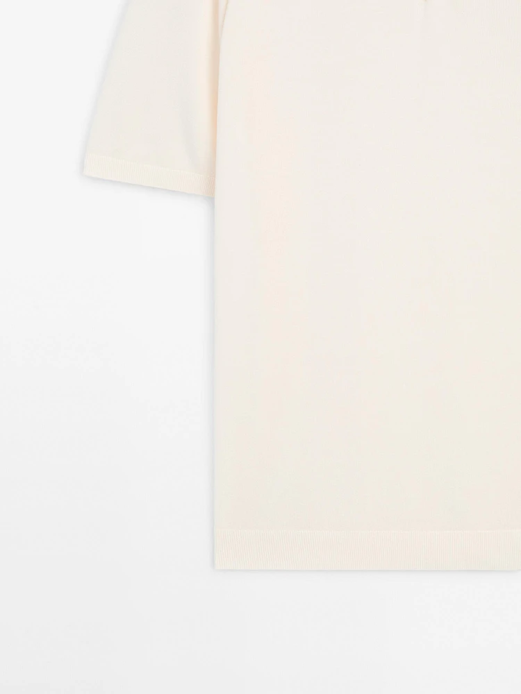 Short sleeve cotton knit polo shirt