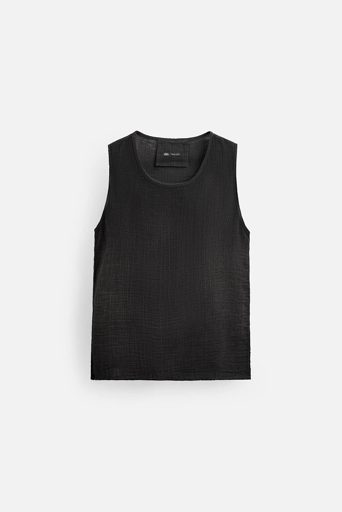 CRINKLED EFFECT TANK TOP