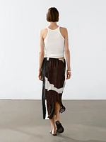 Printed midi skirt with fabric detail