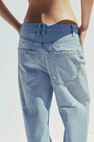 TRF MID-RISE RIPPED BAGGY JEANS