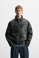 FAUX LEATHER WASHED JACKET