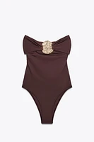 BANDEAU SWIMSUIT WITH METAL DETAIL