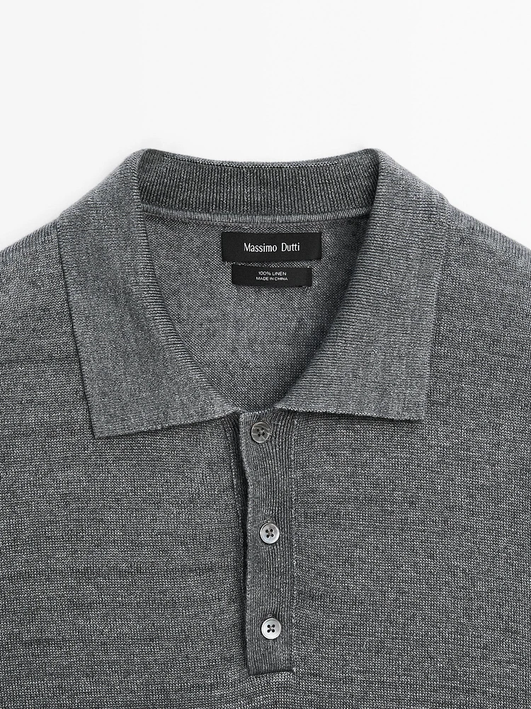 100% linen knit polo shirt