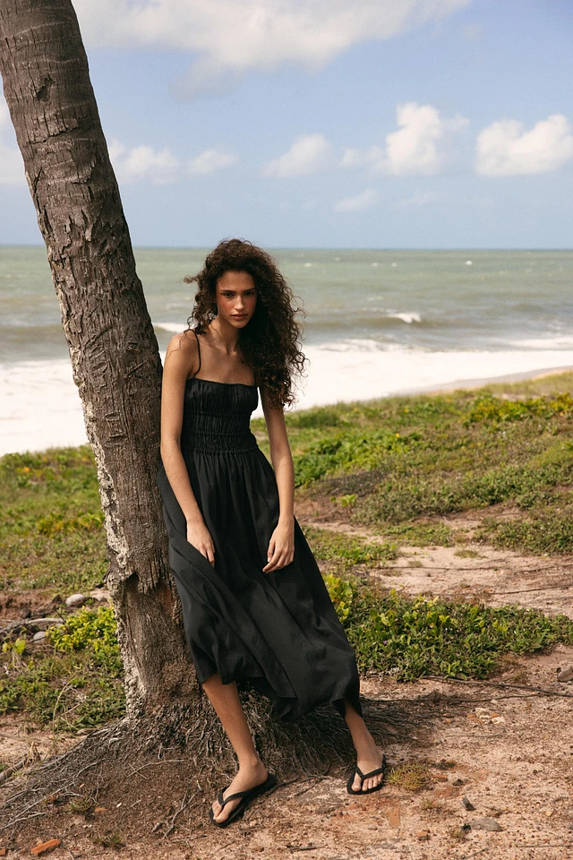flowy elastic midi dress Radiate Romantic Vibes Strapless Floral Chiffon Maxi Dress main image 0