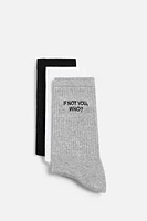 3-PACK OF TEXT SOCKS