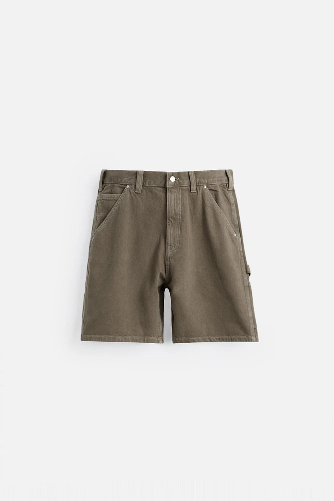 CARPENTER POCKET DENIM SHORTS