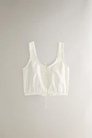TOP COTON DENTELLE ET FRONCÉ