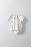 1 MOIS - 3 ANS/ ENSEMBLE CHEMISE ET CULOTTE COURTE FLEURS BRODÉES LIMITED EDITION