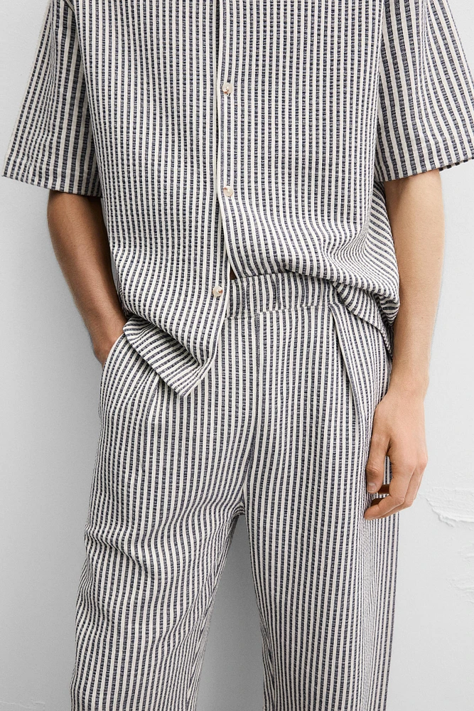 RELAXED FIT SEERSUCKER PANTS
