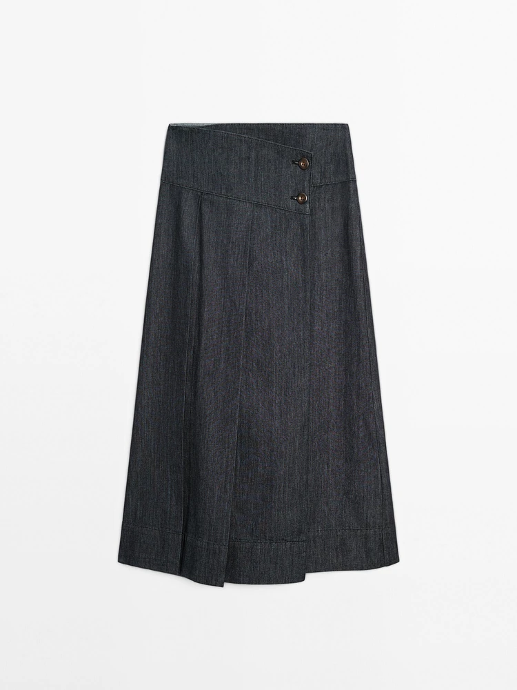Jupe midi denim coton