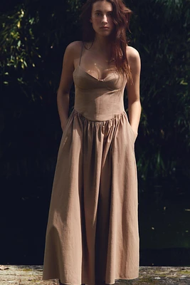 ROBE MI-LONGUE À BRETELLES