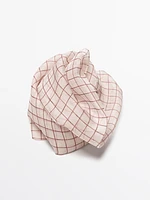 100% silk check pocket square