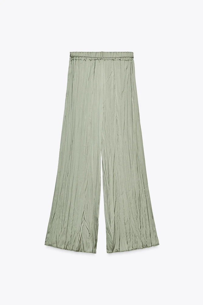 PANTALON SATINÉ CEINTURE LACET