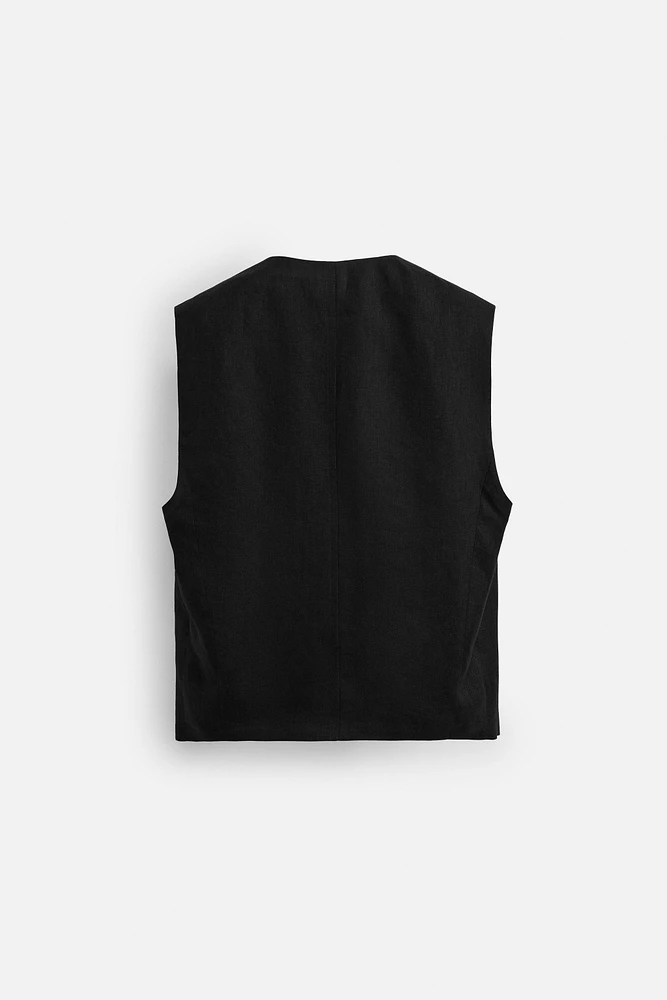 GILET CROISÉ 100 % LIN