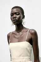 ROBE MIDI AVEC LIN BRETELLES FANTAISIE