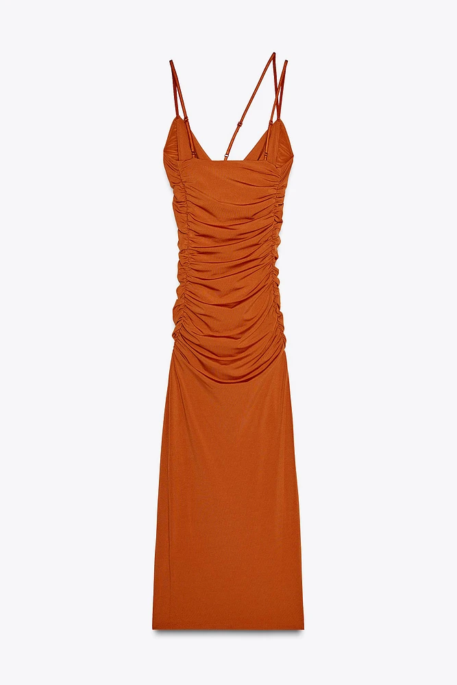 DRAPED RUCHED MAXI DRESS