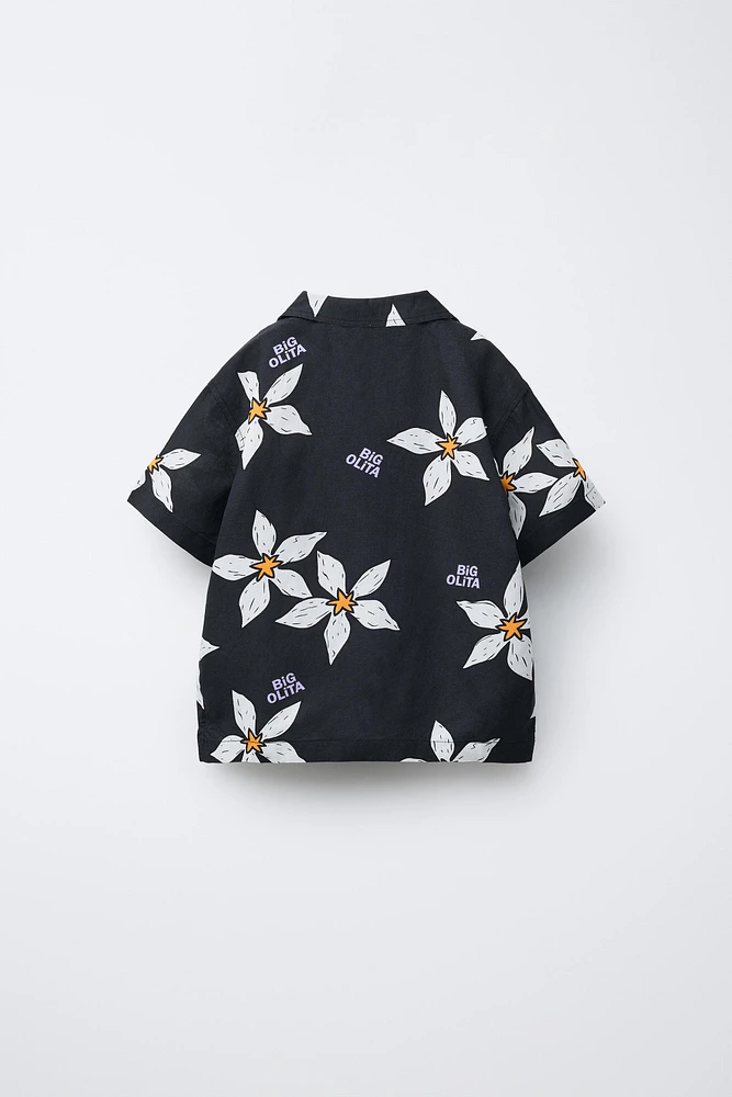 CHEMISE IMPRIMÉE FLEURS ET INSCRIPTION