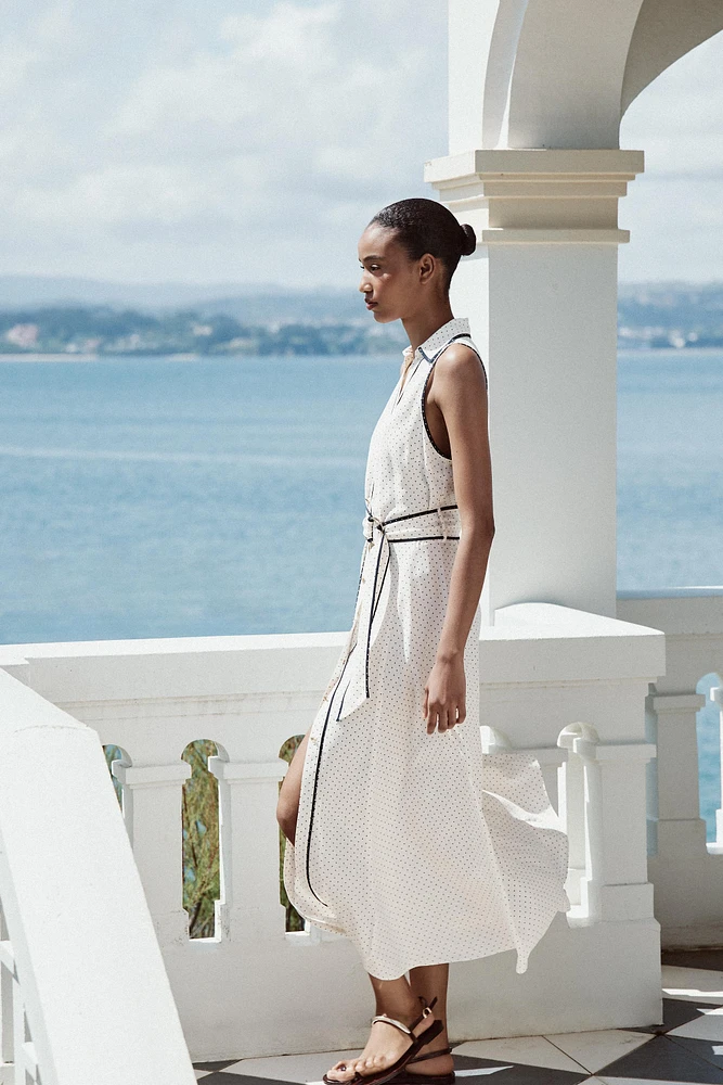 ROBE MIDI CHEMISE À POIS