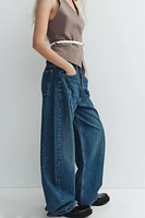 TRF MID-RISE CROSSED WAIST BAGGY JEANS