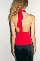 TOP HALTER EN MATIÈRES VARIÉES