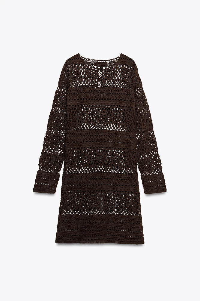 CROCHET KNIT MINI DRESS