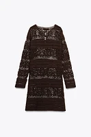 CROCHET KNIT MINI DRESS