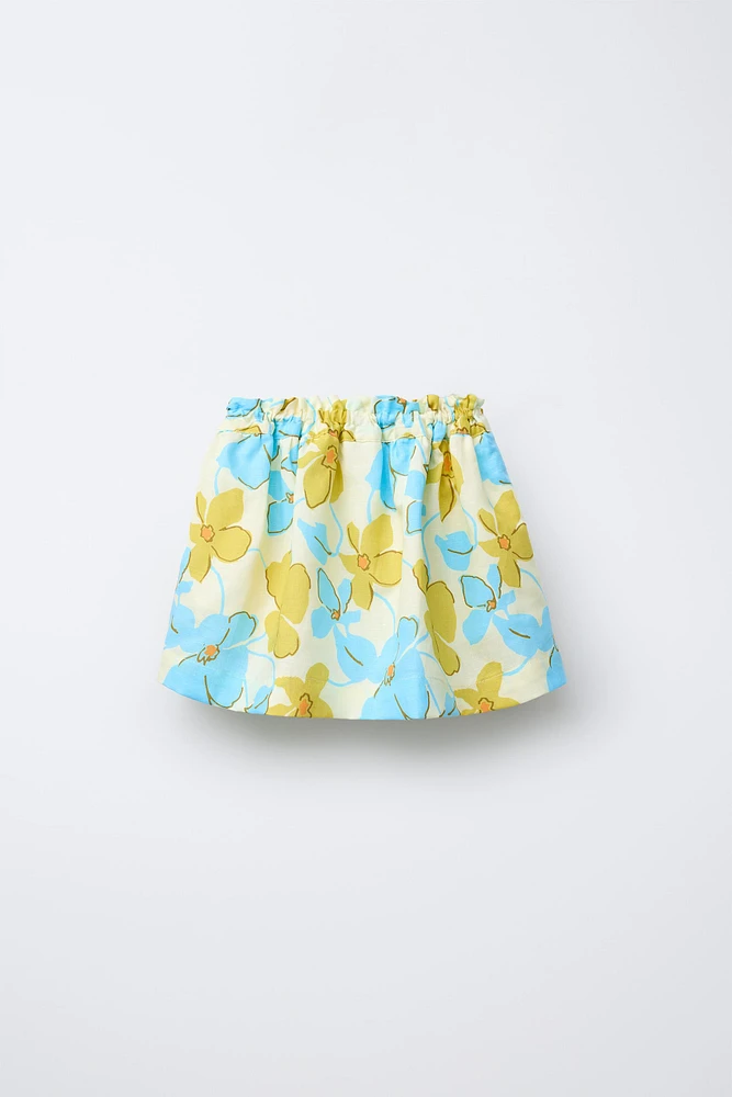 JUPE-SHORT BERMUDA À FLEURS EN LIN